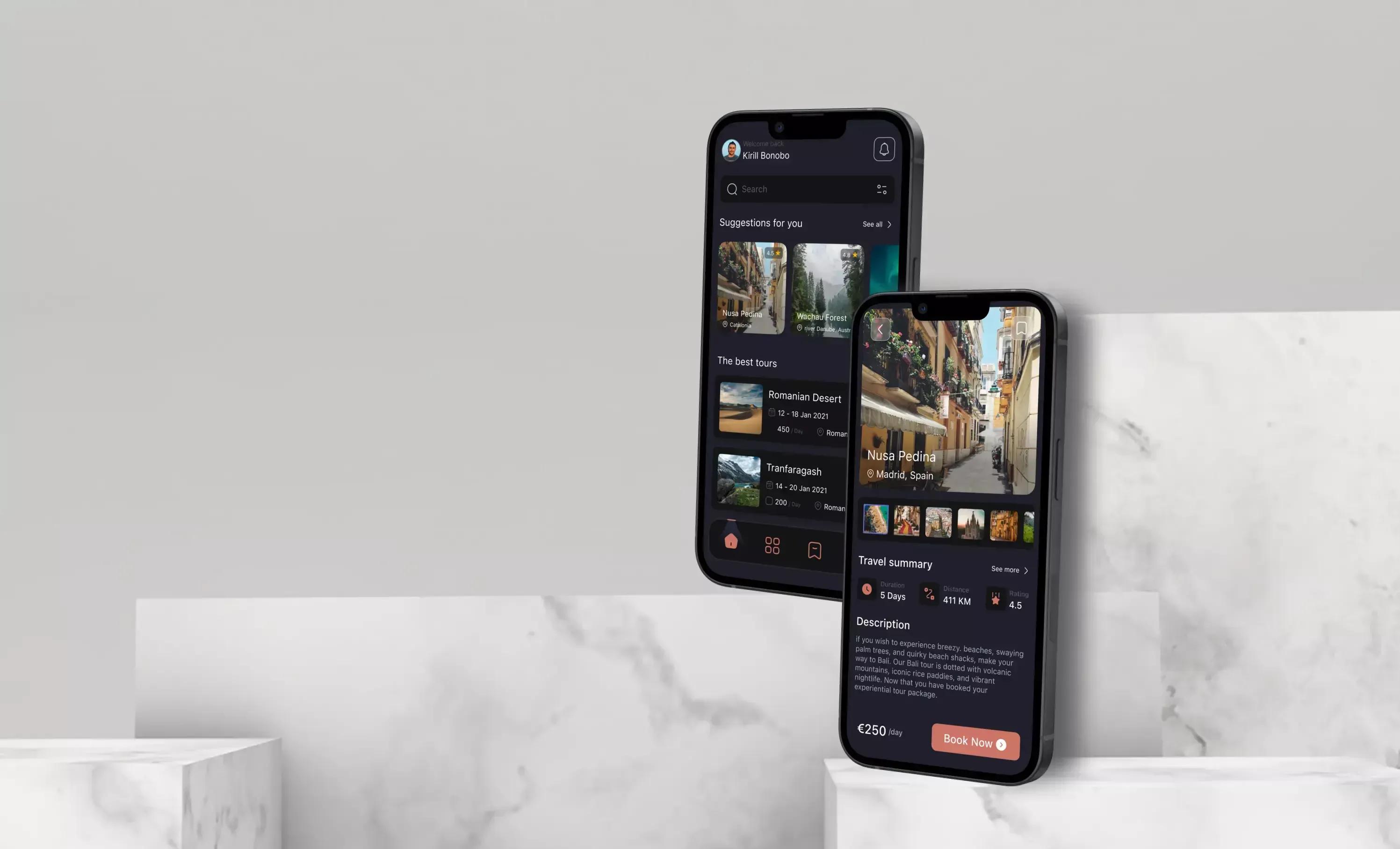 Online tour booking app interface Online tour booking app interface